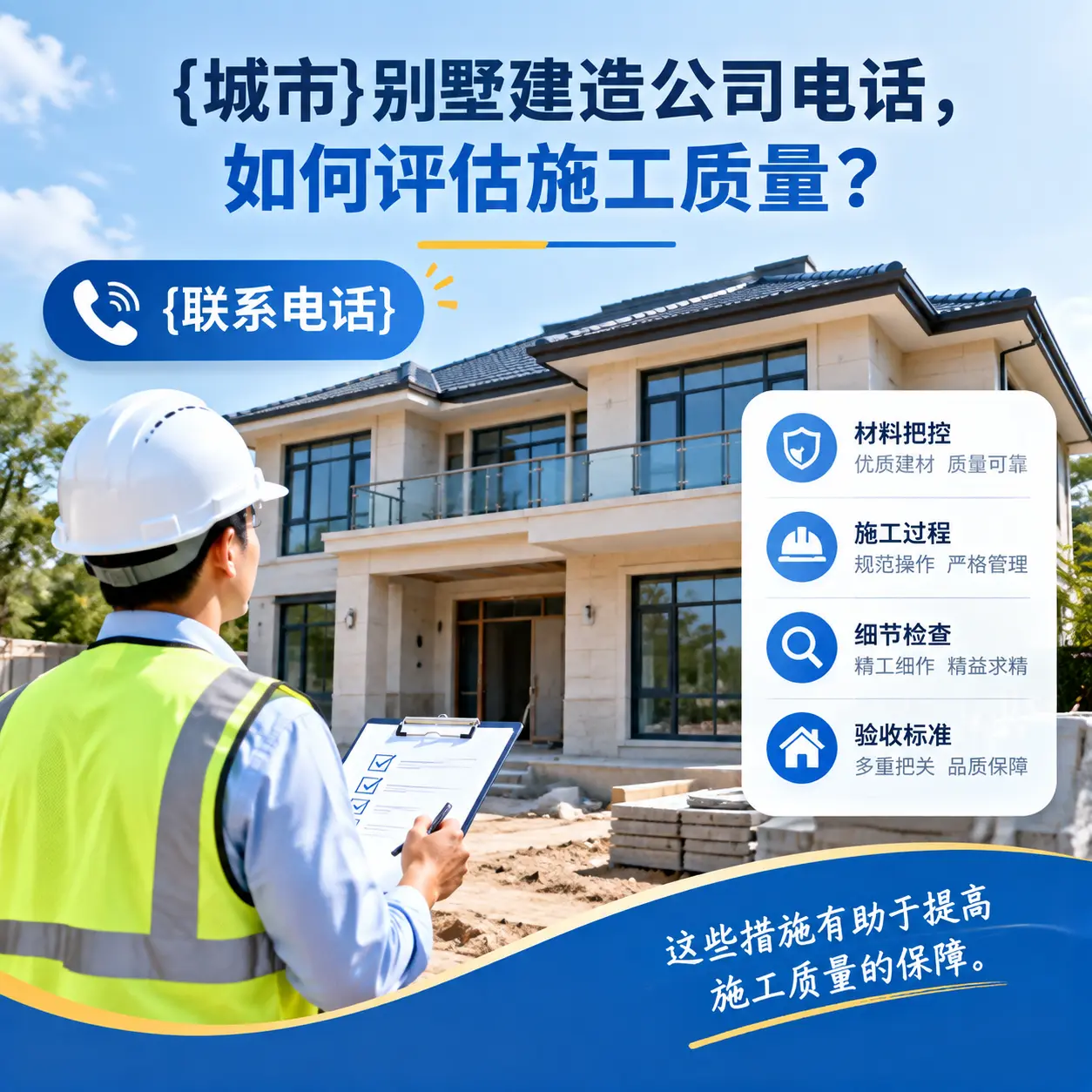 瓮安别墅建造公司电话,如何评估施工质量?